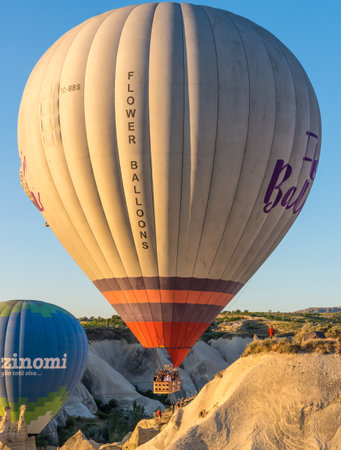 Hot Air Balloons Over Love Valley in Cappadocia, Turkey at Dawn.の写真素材