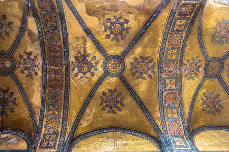Hagia Sophia Interior Narthex Ceiling in Istanbul, Turkey.のeditorial素材