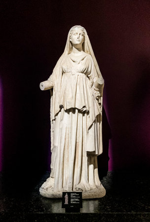 Statue of Cleopatra's Daughter at the Istanbul Archaeological Museum  in Istanbul, Turkey.のeditorial素材