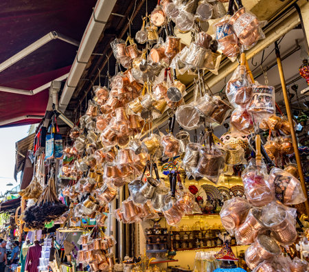 Egyptian Spice Market and Side Street Markets in Istanbul, Turkey.のeditorial素材