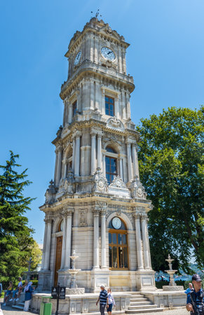 Dolmabahce Palace's Clock Tower in Istanbul, Turkey.のeditorial素材
