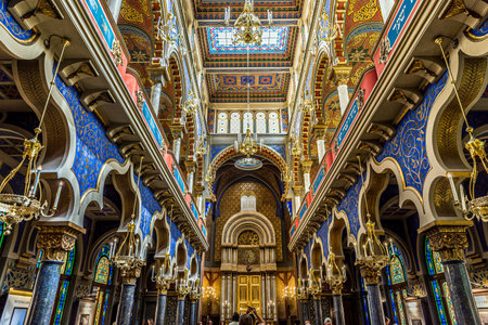 Jerusalem Synagogue in New Town Facing the Ark in Prague, Czech Republic.