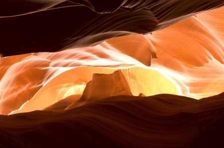 Interesting rock formation in Upper Antelope Canyon near Page, Arizona の写真素材