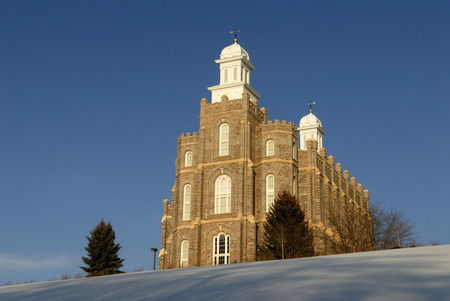 The Logan Temple of the Church of Jesus Christ of Latter-day Saints is located in Logan, Utah. This temple was started in 1877 and was completed in 1884.の写真素材