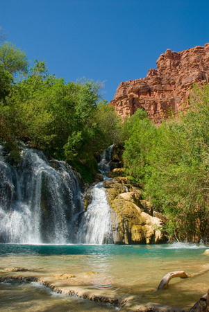 Navajo Falls in Havasu Canyon, Arizonaの写真素材