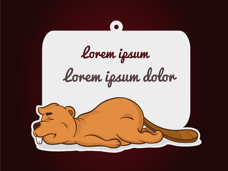 Sticker animal. Beaver named Borisのイラスト素材