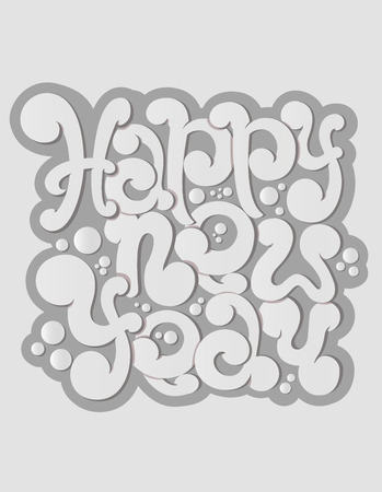 Happy New Year hand-lettering text.のイラスト素材