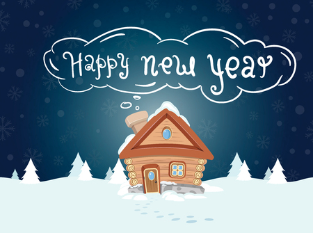 Happy New Year. Vector illustration.Hand-lettering textのイラスト素材