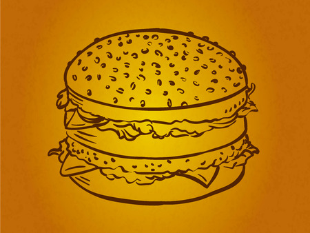 illustration of a burger, vector drawingのイラスト素材