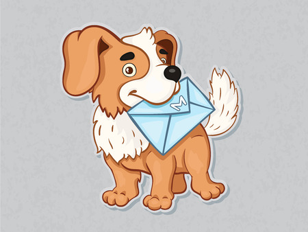 Vector illustration. Dog with envelope.のイラスト素材