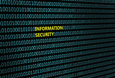 Closeup of binary code, with the inscription "informatoin security"の写真素材