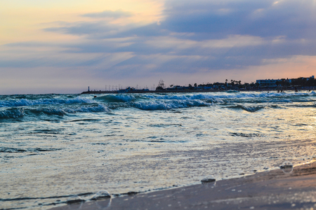 Seashore in the evening at sunset. Cyprus. Ayia Napaの写真素材