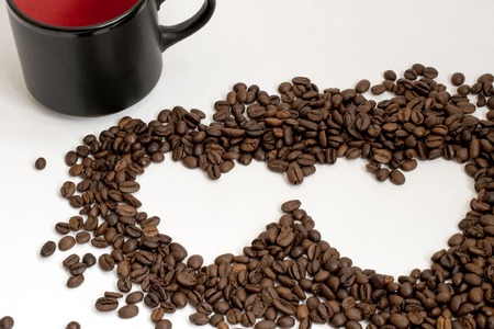 Coffee beans with heart shape