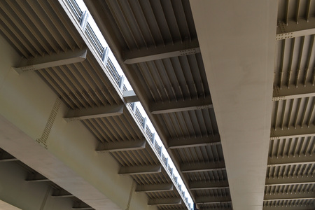 Iron construction road viaduct close-up