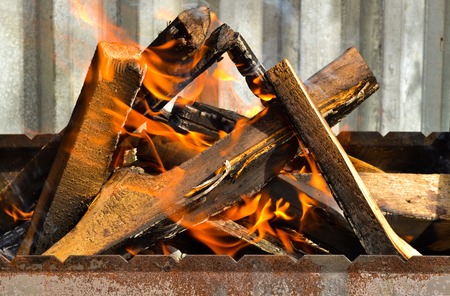 Firewood burned in the fire