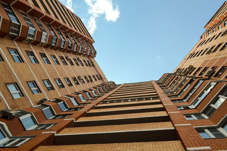 Multi-storey residential building. It is a semicircle. Bottom viewのeditorial素材