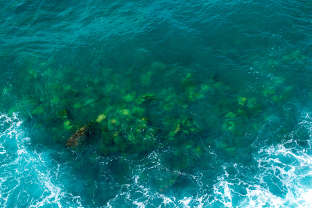 Seascape. Transparent sea of green color. View from above. Adriatic Seaの写真素材