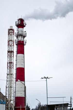 Smoke from the pipes of heat stationの写真素材