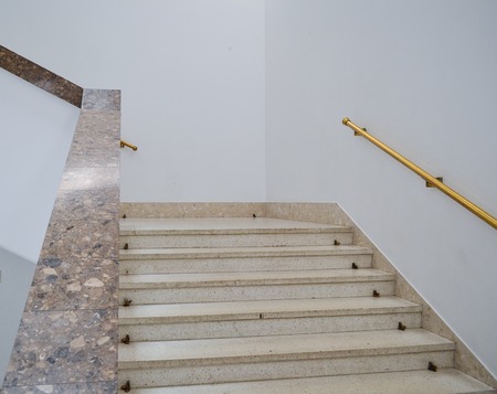 Marble staircase in a new modern building. Bright modern interiorの写真素材