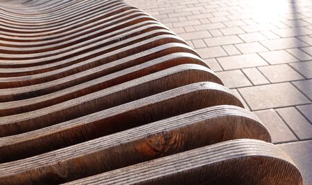 Abstract background of brown wooden curves. Smooth bendsの写真素材