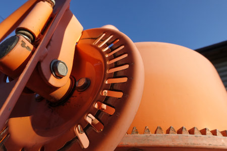 Industrial equipment. Building. Pink concrete mixer details.の写真素材