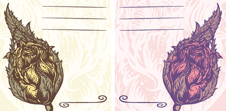 Invitation or greeting card with floral design vector illustrationのイラスト素材