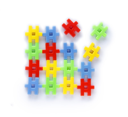 Colourful of construction toys, abstract of construction, business or organization formationingの写真素材