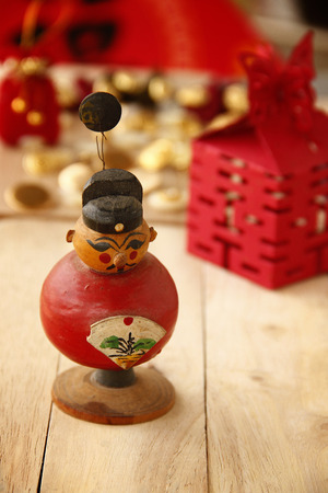 The Red Auspicious Chinese Doll of Chinese New Year.の写真素材