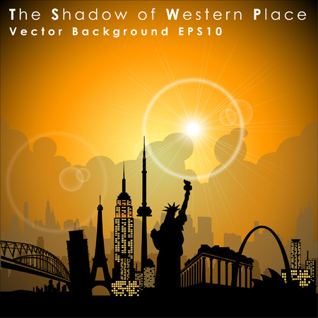 World\\\'s famous landmarks. Western Place. Illustrationのイラスト素材