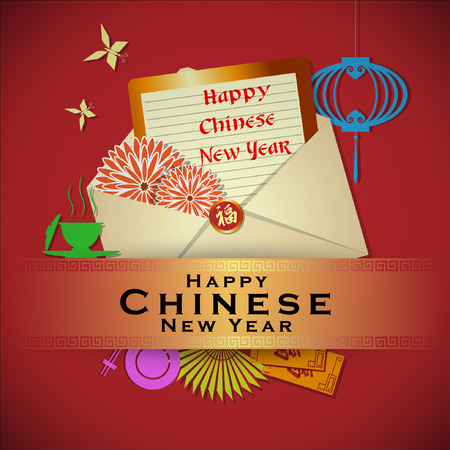 Abstract chinese new year graphic and background. Illustrationのイラスト素材