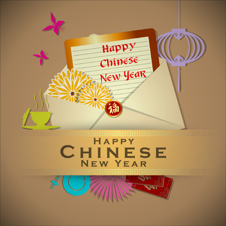 Abstract chinese new year graphic and background. Illustrationのイラスト素材