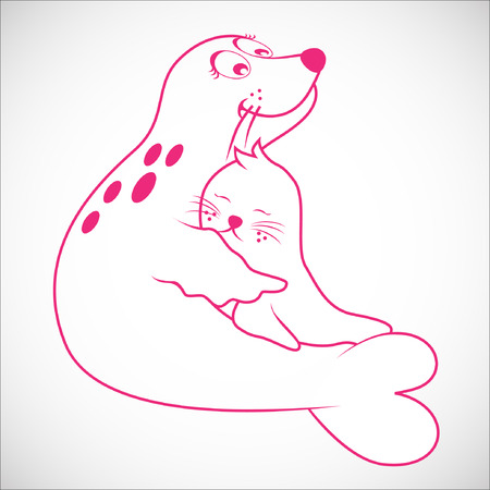 Nursing Animal Cartoon.Illustration, EPS 10のイラスト素材
