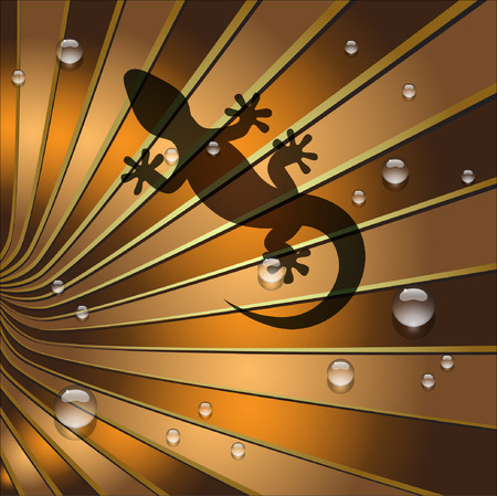 Lizard shadow is on Earth Tone Leaf. Vector and Illustration, EPS 10のイラスト素材