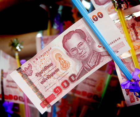 The Banknotes in Katin Tree for Katin Ceremony of Buddhist.