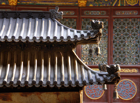 Beautiful architecture and Statue of Chinese temple in Shanghaiの写真素材