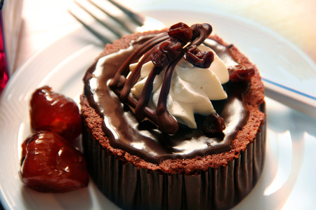 Close up of Chocolate Cake Decorated. Dessert Concept.の写真素材
