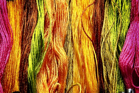 Colorful raw silk thread background. Coloful Concept.の写真素材
