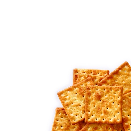 Salty Crackers are on white background with copy space.の写真素材