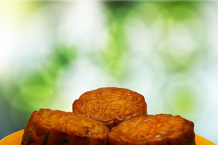 Mooncake, Chinese mid autumn festival food. Dessert Concept.の写真素材