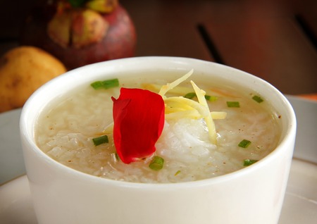 close up of boiled rice around with colorful decorationの写真素材