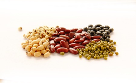 Different kinds of Grains, five grains are on white background.