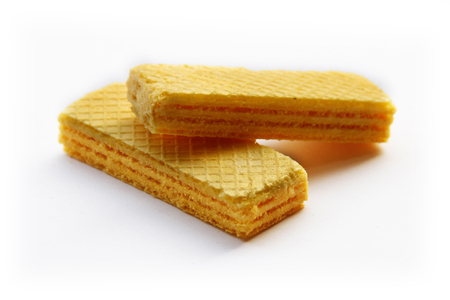 wafer chocolate dessert isolated on white background.の写真素材