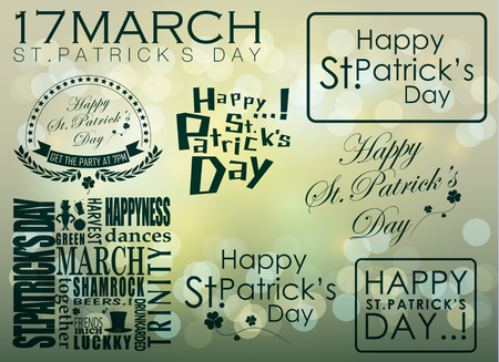 The different sets of  St.Patrick's Day typographic Concept. Vector and Illustrationのイラスト素材