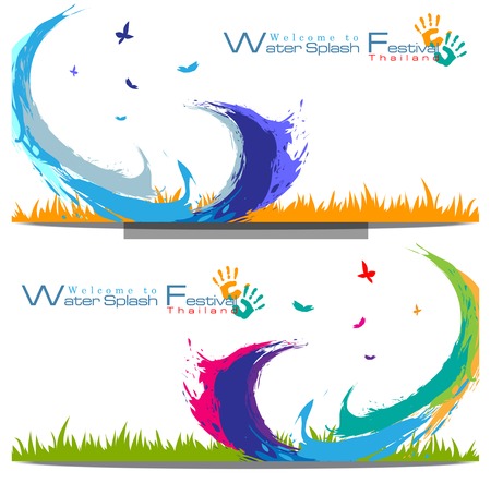 Abstract Background of Songkran Festival: The Water Splash Festival of Thailand. Vector and Illustration, EPS 10のイラスト素材