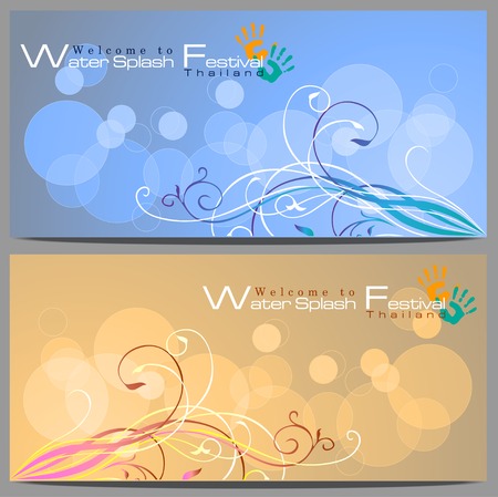 Abstract Background of Songkran Festival: The Water Splash Festival of Thailand. Vector and Illustration, EPS 10のイラスト素材