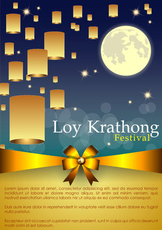 Abstract of Loy-Krathong Festival, illustration eps 10のイラスト素材