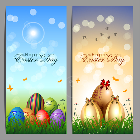 Abstract of Easter eggs. Banner and Background Template. Vector and Illustration, EPS 10のイラスト素材