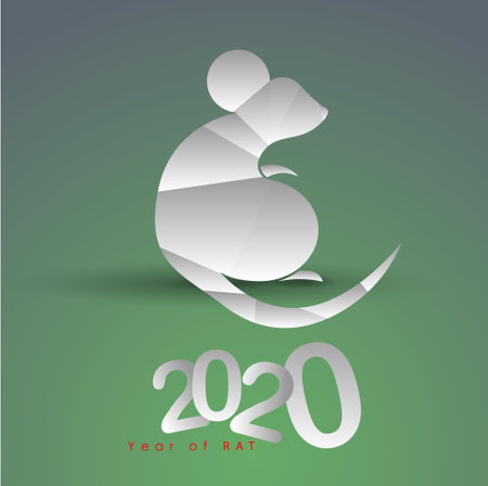 Abstract chinese new year 2020 with Traditional Chinese Wording, Year of Rat. The meaning are Lucky and Happy. Vector and Illustration, EPS 10&#xA;のイラスト素材