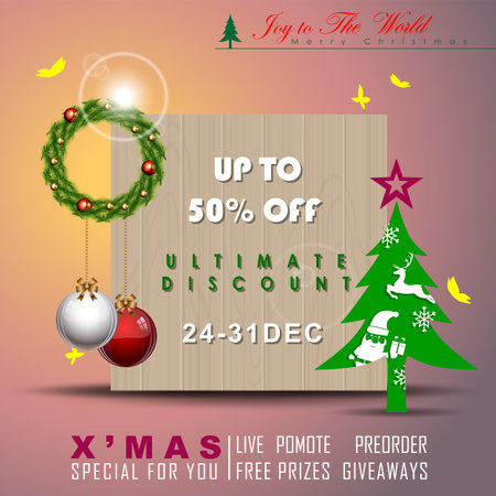 Abstract of Christmas Happy New Year Grand Sale. Vector and Illustration, EPS 10.のイラスト素材