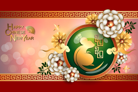 Abstract chinese new year 2020, Year of Rat. Vector and Illustration, EPS 10のイラスト素材